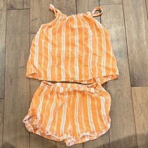 Orange Striped Two-Piece Set